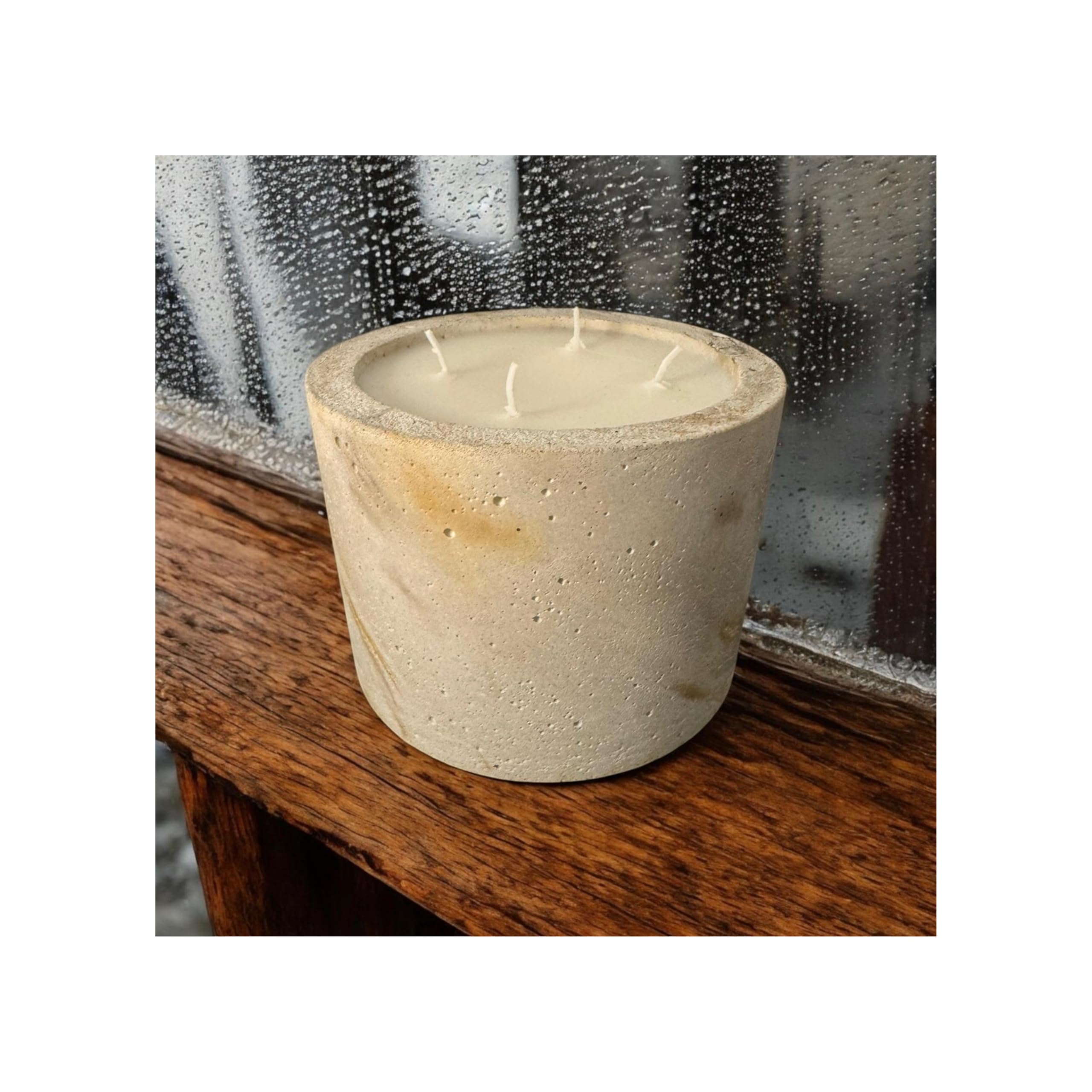 Siena Velas artesanales redondas recargables, contenedor de hormigón mármol hecho a mano, cera natural, fabricado en Bélgica (Large redondo, jardín aromático)