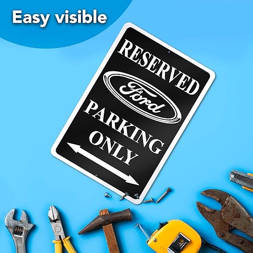 Miniatura 7 de Letrero de estacionamiento solo para decoración Ford, letreros de aluminio para garaje de 8 x 12 pulgadas