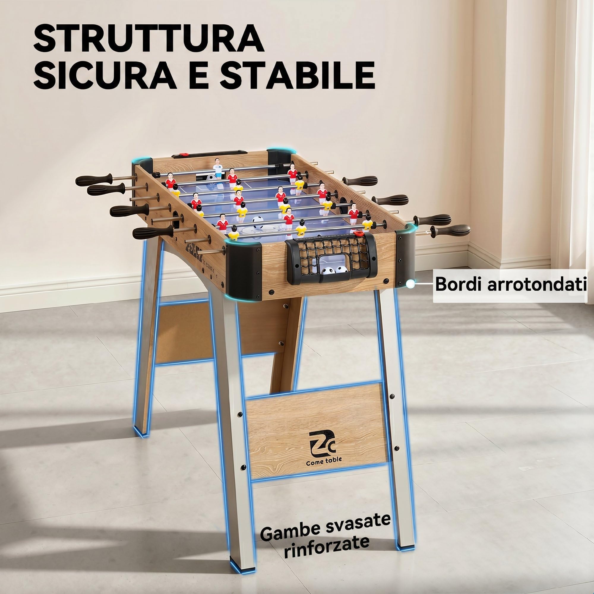 SPORTNOW Calcio Balilla, Mini Tavolo da Calcio da 89 cm, 22 Giocatori, 2 Palline, 2 Segnapunti Manuali e Maniglie Antiscivolo, Set da Gioco Freestanding per Famiglia, Regalo