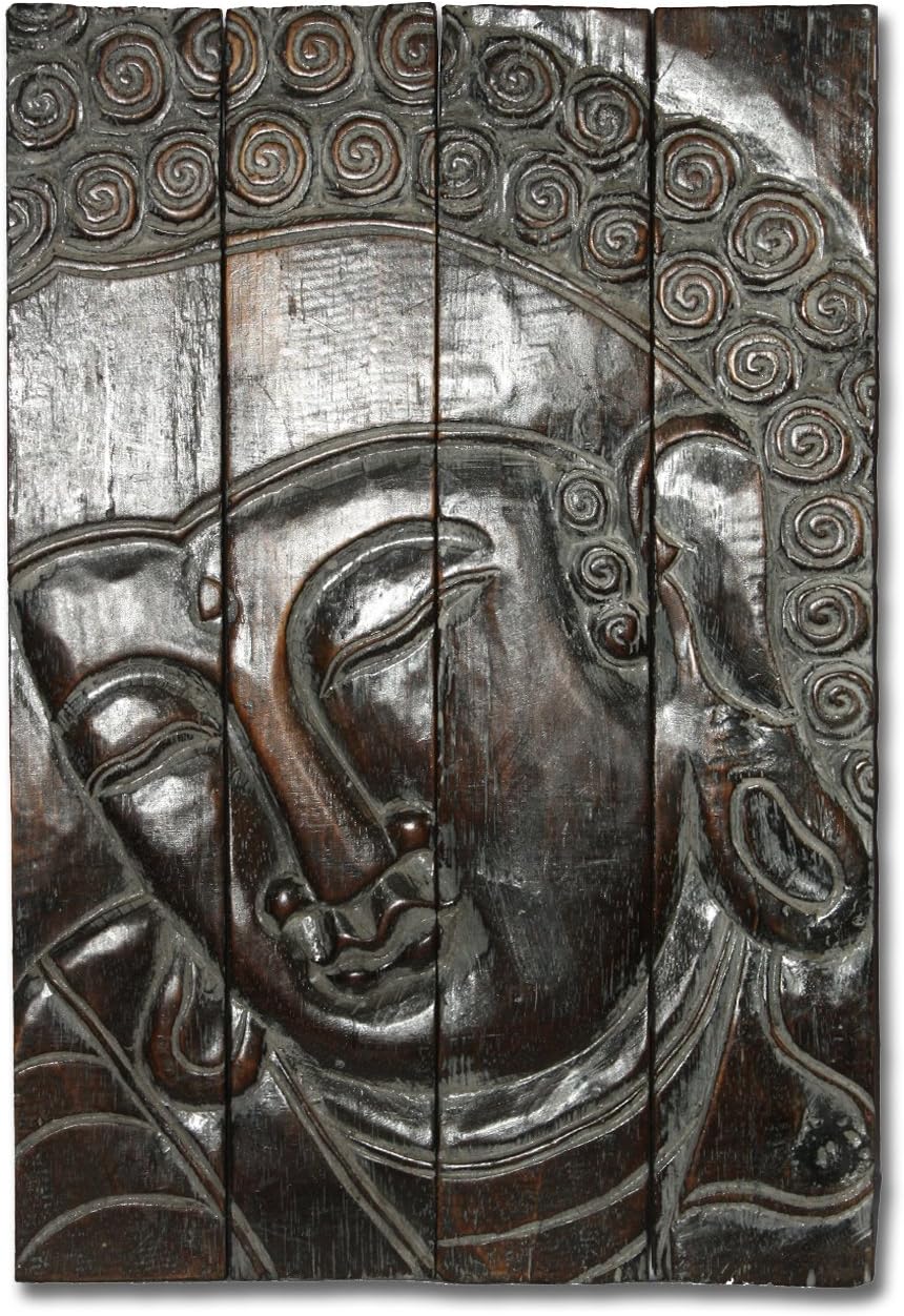 Buddha Face Panel Wood Carving