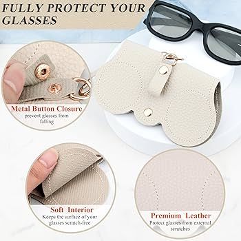 Sheryl&Rain Sunglasses Case For Women, 4Pcs Soft Leather Sunglasses Bag, Portable Sunglasses Storage Glasses Pouch, Protective Slim Glasses Case