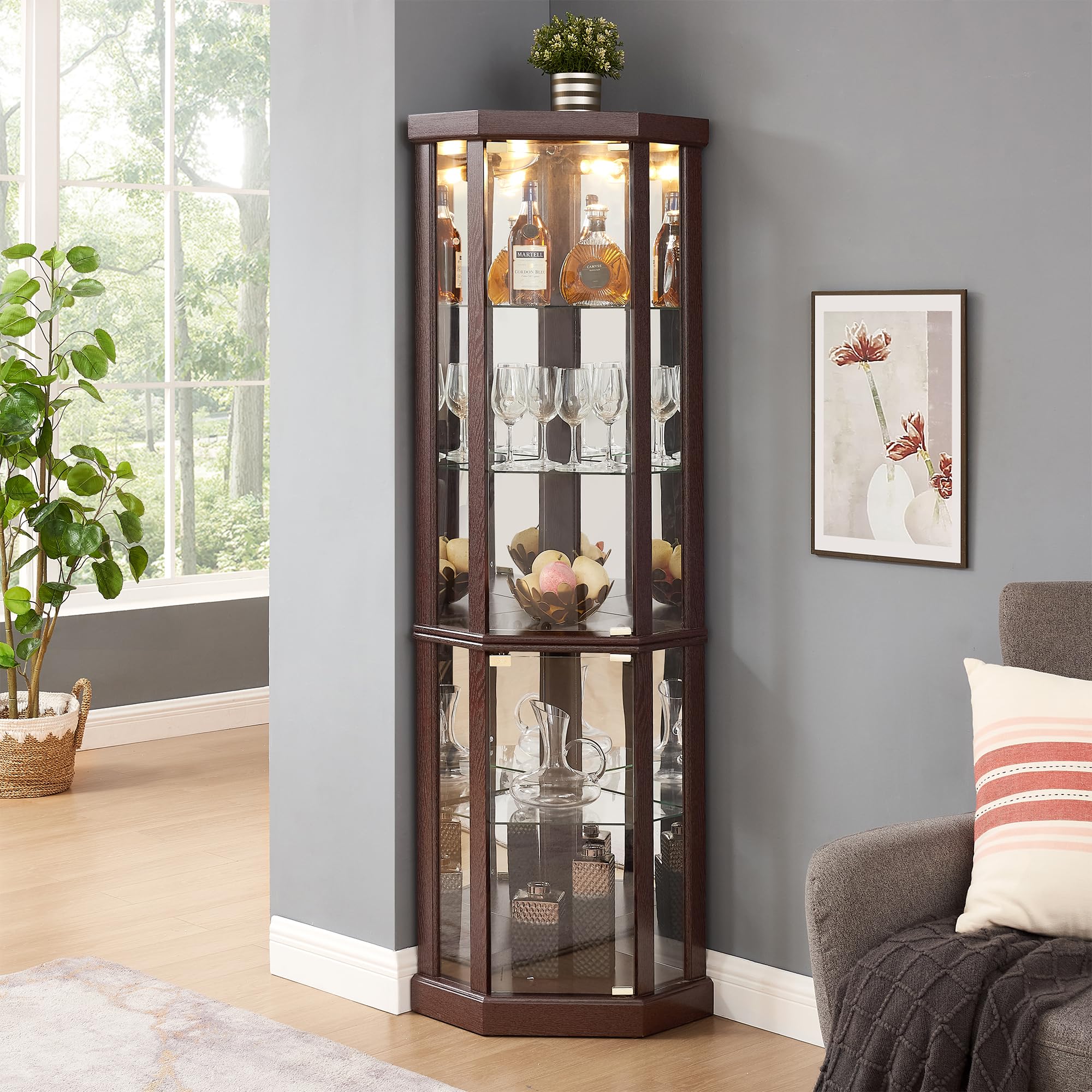 Amazon.com: XZTUAJ 69" H Lighted Curio Cabinet Corner Display Case