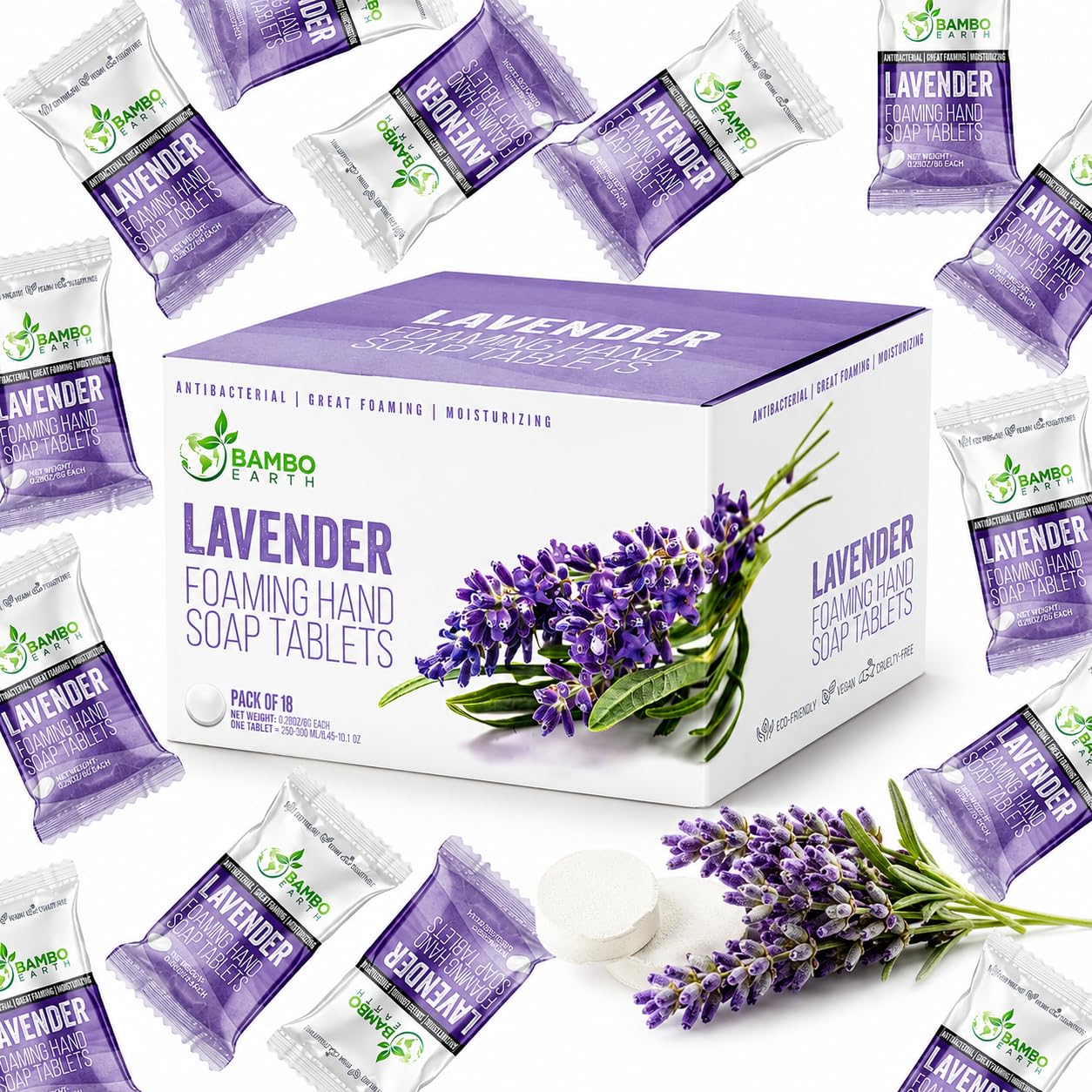 Natural Foaming Hand Soap Tablets - Moisturizing Lavender