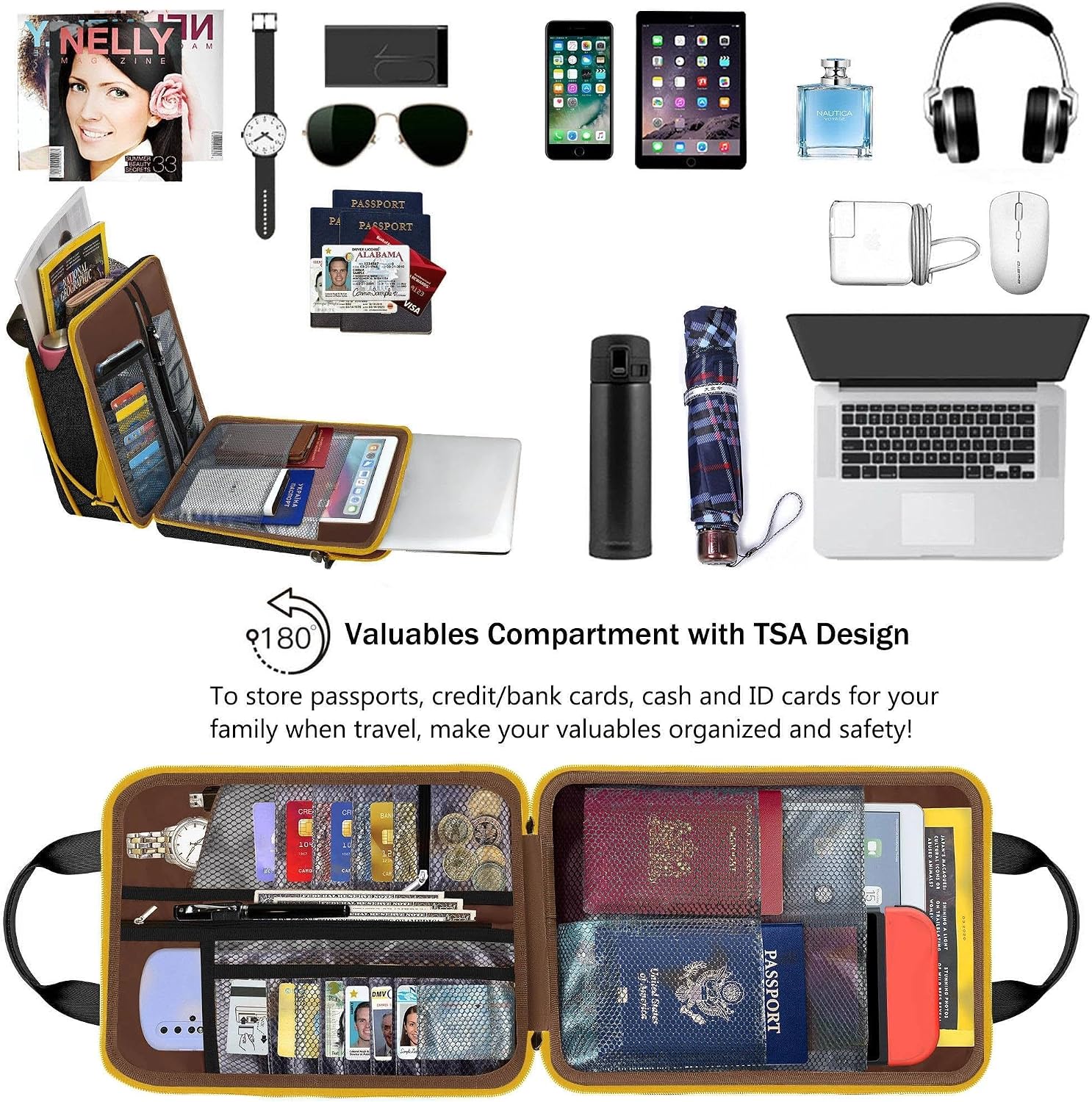 ZINZ Laptop Shoulder Bag 12.3-13 inch Case Sleeve, Expandable Handbag with Valuables Compartment Compatible with MacBook Air/Pro/Neo 13", iPad 12.9"/13"/11", Shockproof,Black-Yellow edge image 5