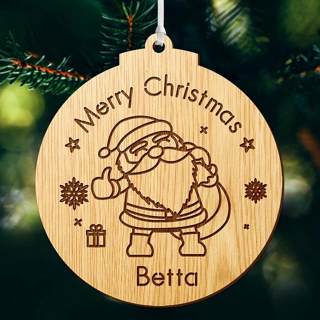 2023 Christmas Bauble Personalisd Xmas Tree Decorations Engraved Wooden Decoration Christmas Tree Ornament Memorial Keepsake Gifts Santa Gift for Family