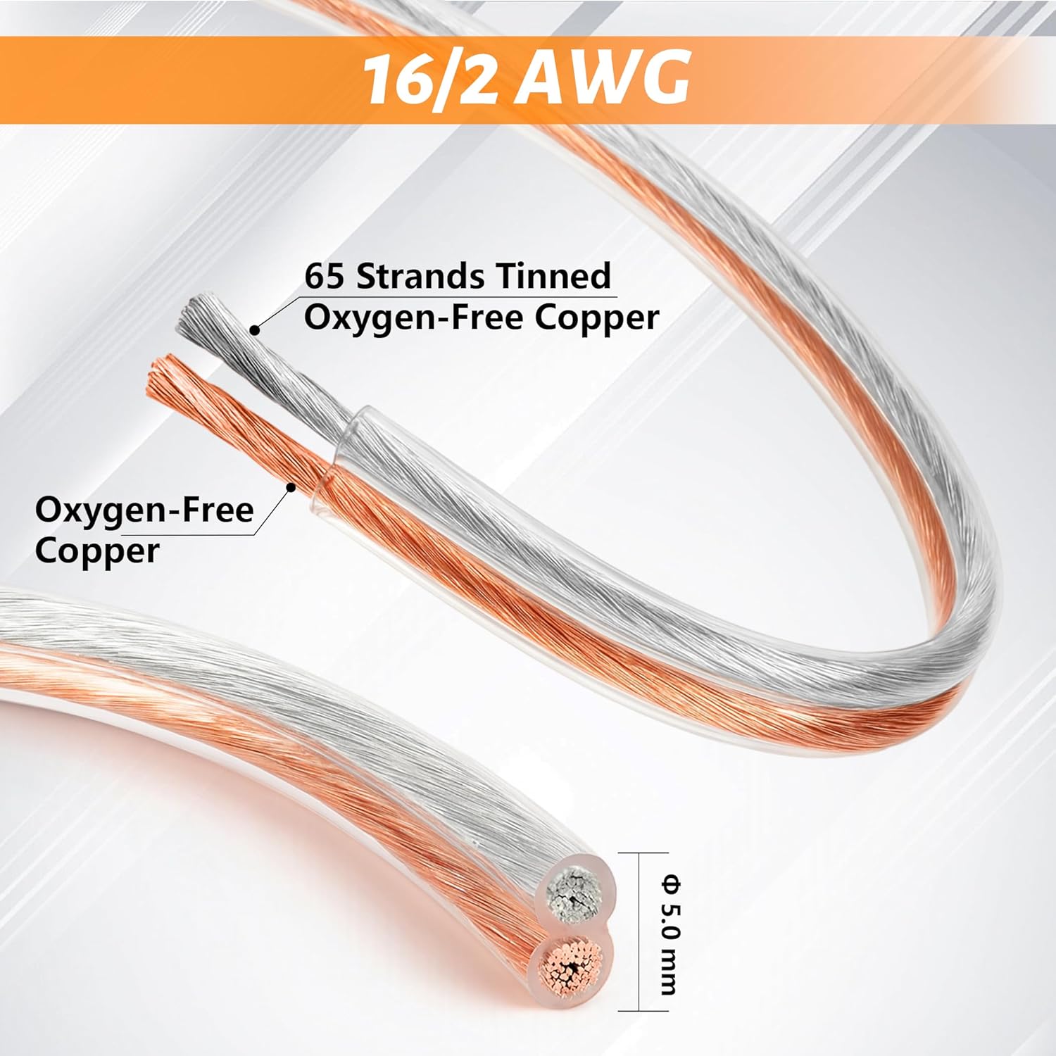 LUCKY TL 16 AWG Gold and Silver Speaker Wire Cable, Oxygen-Free Copper, 100ft Spool for Home Theater and Car Audio - Image 3