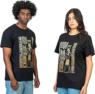 تيشرت برسومات فرعونية للجنسين بكم قصير ورقبة دائرية وقصة عادية من ويلو