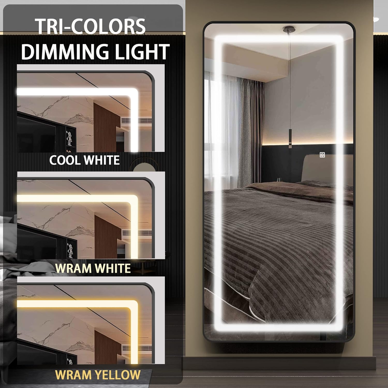 Buy Full Length Mirror Lighted 67x30, LED Free Standing Floor Mirror