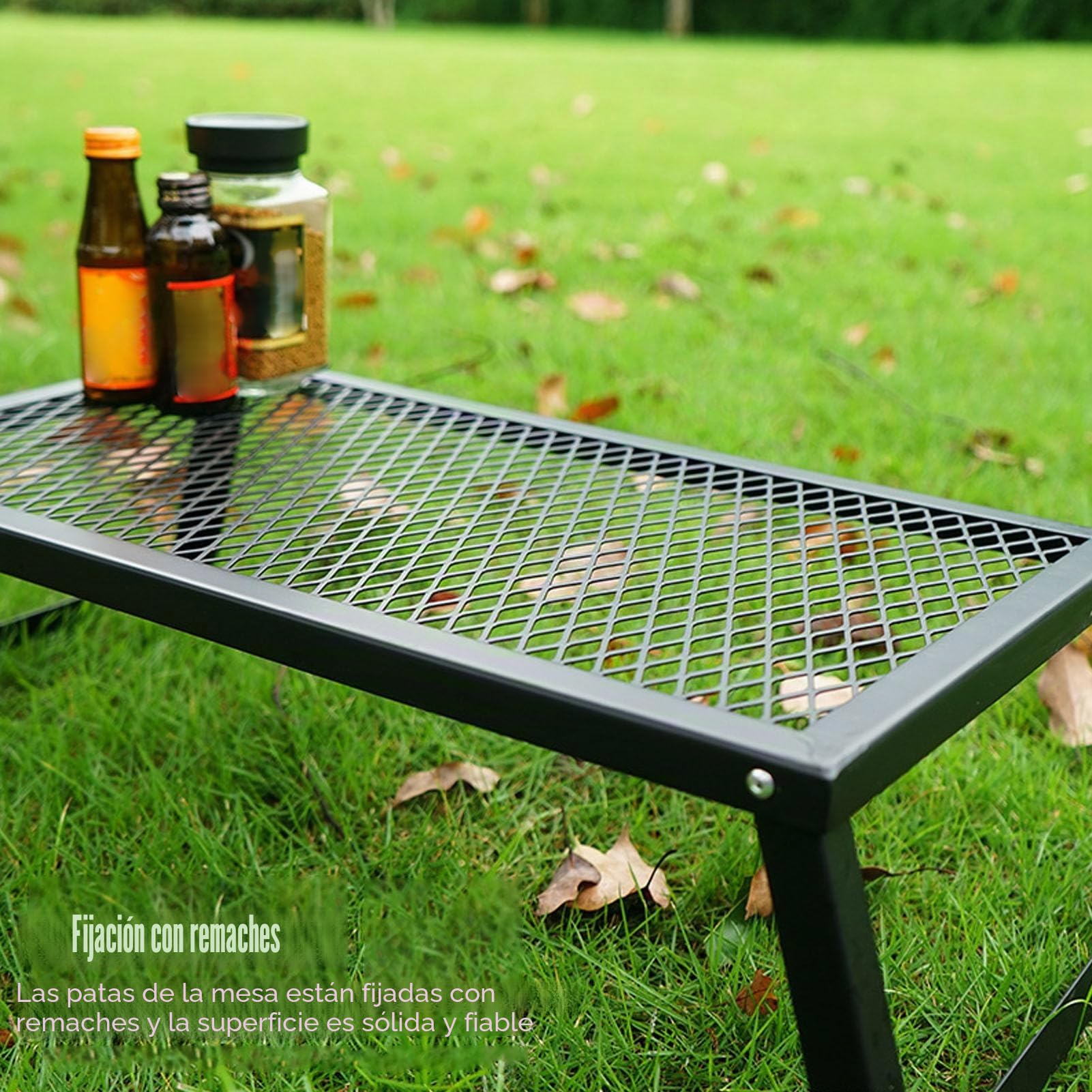Barbacoa Plegable para Hoguera, Parrilla de Cocina Portátil y Resistente de Hierro para Hoguera, Placa de Cocina Portátil con Gran Superficie Antiadherente para Barbacoa al Aire Libre