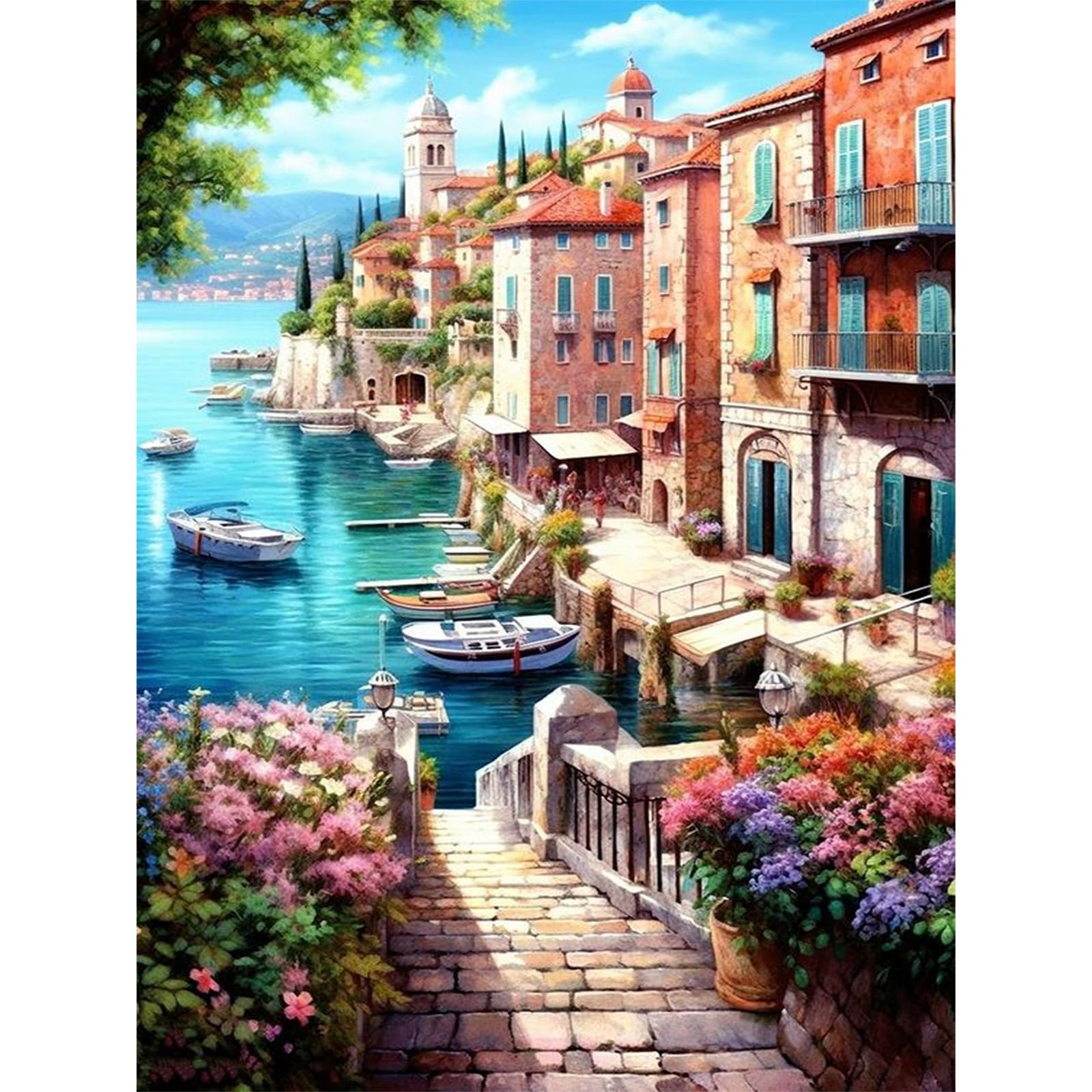 DIY Paint by Numbers for Adults-Landscape Canvas Oil Painting Kit for Adults,Scenery Craft Art Painting Kit Acrylic Pigment Drawing Paintwork for Gift Home Wall Decor 12x16inch (Without Frame)