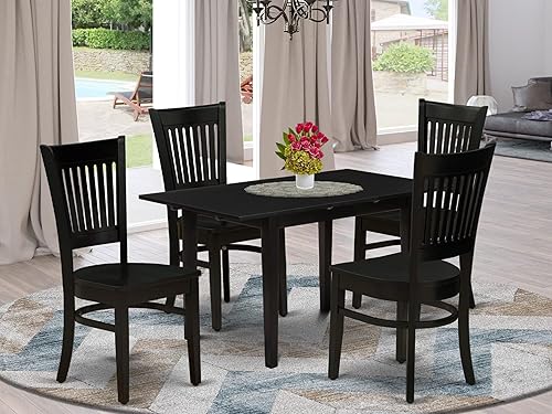 Miniatura 2 de East West Furniture NFVA5-BLK-W - Juego de mesa de comedor de 5 piezas para 4 personas, incluye una mesa de cocina rectangular con hojas de mariposa