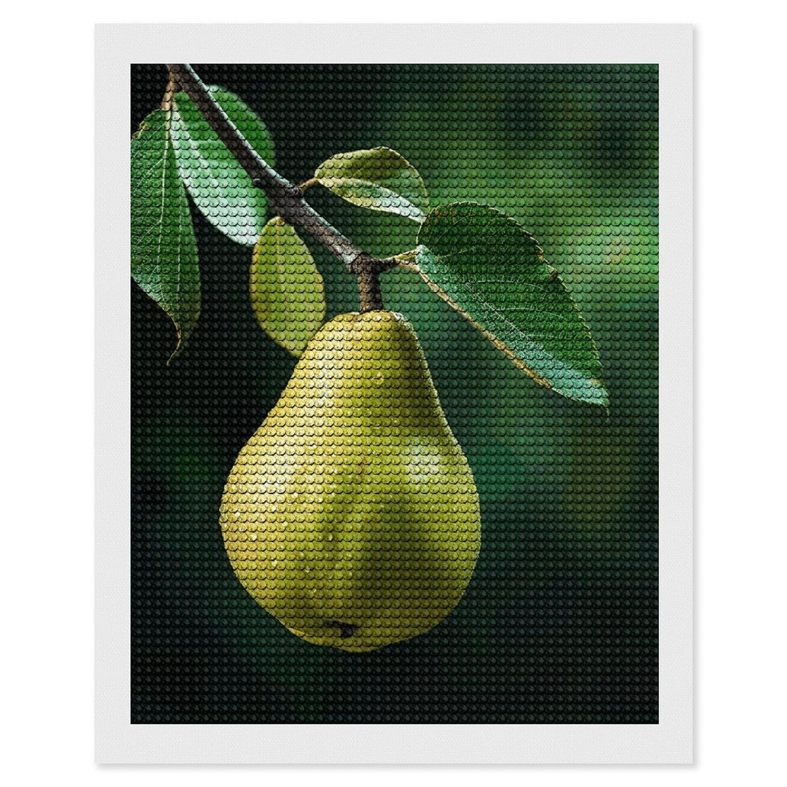 DWVTSLH Pears on The Tree Diamond Painting Kits for Adults, Personalized Diamond Photo Art Full Drill, DIY 5D Diamond Art Painting Kits for Beginners, Home Wall Decor 16"x20"