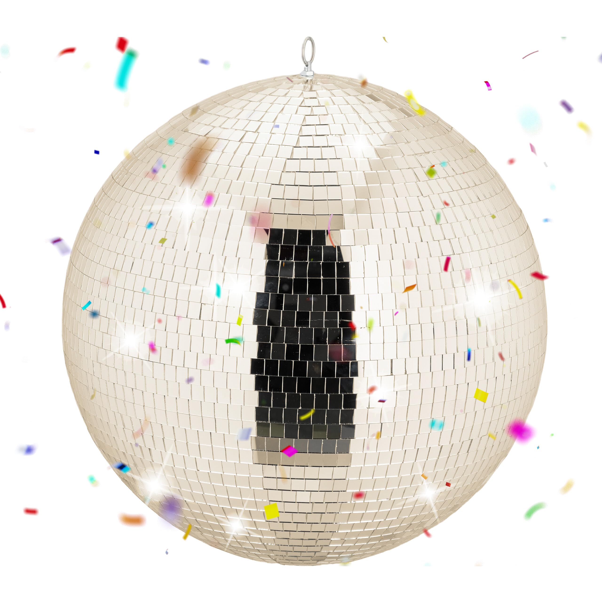 Relaxdays Discokugel, Ø 50 cm, Deko Spiegelkugel zum Aufhängen, Partykugel mit Metallöse, Discoball Party, Champagner