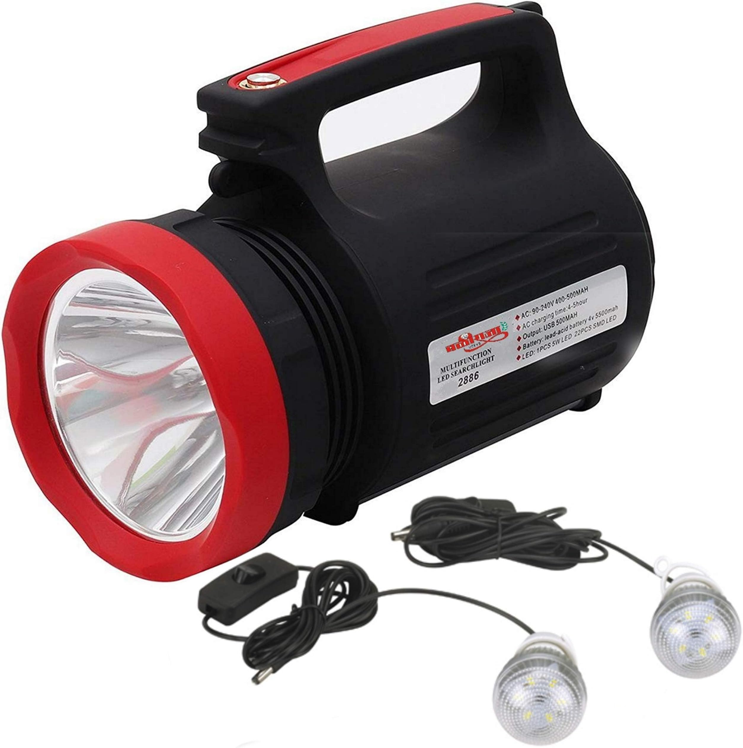 Torch BR-2886 with 3 Watt LED Bulb, Multifunction Rechargeable Torch, Upto 1000 Meter (1-km) Range Upto 10 Hours Backup for Farmers, Camping, Fishing, Security, and Home use (1)
