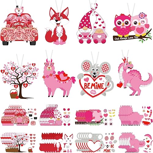 Kit de 48 juegos de manualidades para el día de San Valentín para niños diseño de corazón búho manualidades bricolaje árbol de San Valentín haz tus