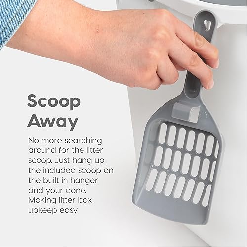 Miniatura 3 de IRIS USA - Caja de arena grande cuadrada para gatos con cuchara, bandeja de arena para gatos con cubierta para atrapar partículas de arena y paredes