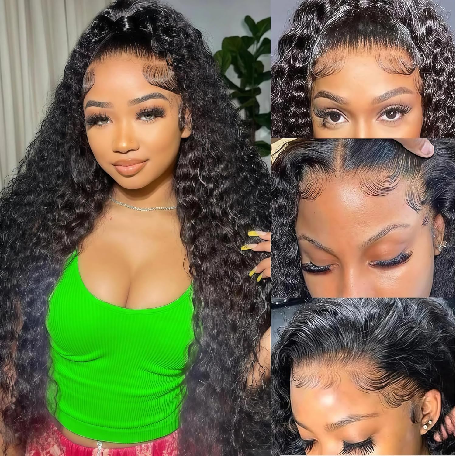 Water Wave Human Hair Bundles 12A Brazilian Virgin 4Pcs 26 28 30 32 Inch 100% Unprocessed Natural Color Deep Curly Wave Wet and Wavy for Women, 405g