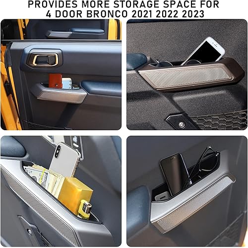 Miniatura 3 de WDG Caja de almacenamiento para manija de puerta para Ford Bronco 2021 2022 2023 2024 2025 Accesorios interiores de automóvil, ABS puerta delantera