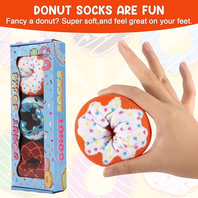 3 Pares de Calcetines Divertidos de Donut para Mujer miniatura 5