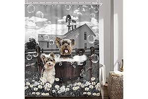 Riyidecor Farmhouse Dog Shower Curtain: Country Charm in Your Bathroom