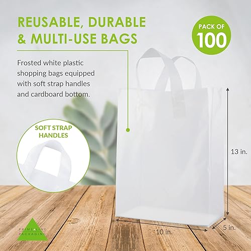 Miniatura 7 de Bolsas de compras para pequeñas empresas paquete de 200 bolsas de plástico blanco esmerilado transparente con asas para pequeñas empresas mercancía