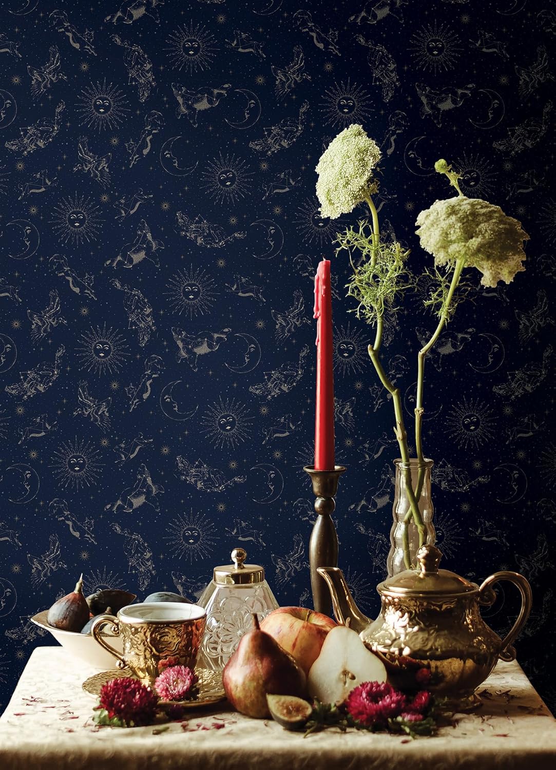 RoomMates Zodiac Dreams Navy Peel and Stick Wallpaper, RMK12753PLW