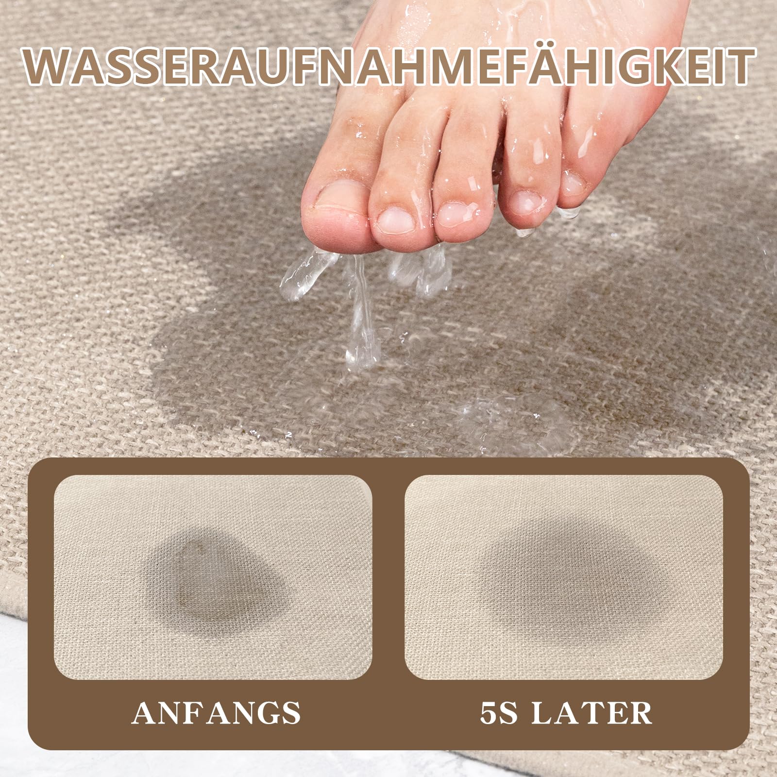 Tapis de bain antidérapant Chakme 43 x 61 cm caoutchouc lavable Beige