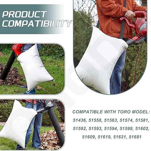 Miniatura 6 de 127-7040 Soplador de hojas para soplador de hojas Toro 137-2336 108-8994 Soplador de hojas, reemplazo de bolsa de hojas para modelos 51436 51563