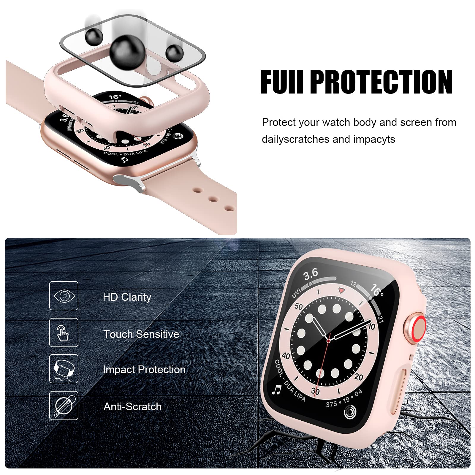14 Stück Apple Watch Hülle mit Displayschutzfolie aus gehärtetem Glas für Apple Watch 42 mm Serie 3/2/1, Anotch Vollständige Abdeckung, ultradünn, Stoßfänger für iWatch 42 mm Zubehör