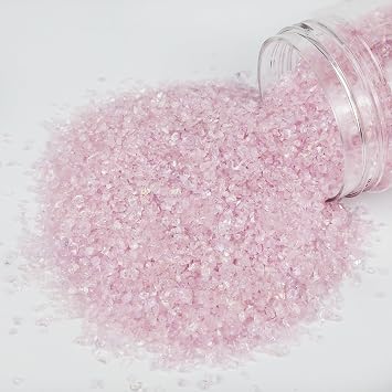 TWINKLING Colorful Crushed Glass Glitter, Broken Glass,Craft Glitter, Glass Gems Chips for DIY Resin Art Epoxy Crafts, Nail Art, Geode Painting,Jewelry Making, 2-4mm, 200g/7oz. Light Pink