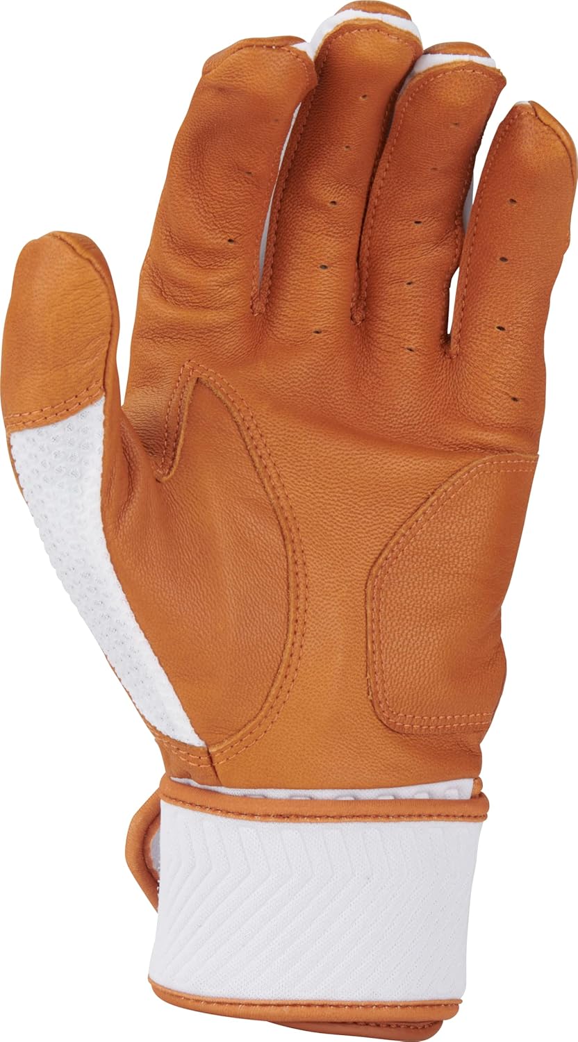 Rawlings | Workhorse Baseball Batting Gloves | Compression Strap | Adult Small | Caramel/White