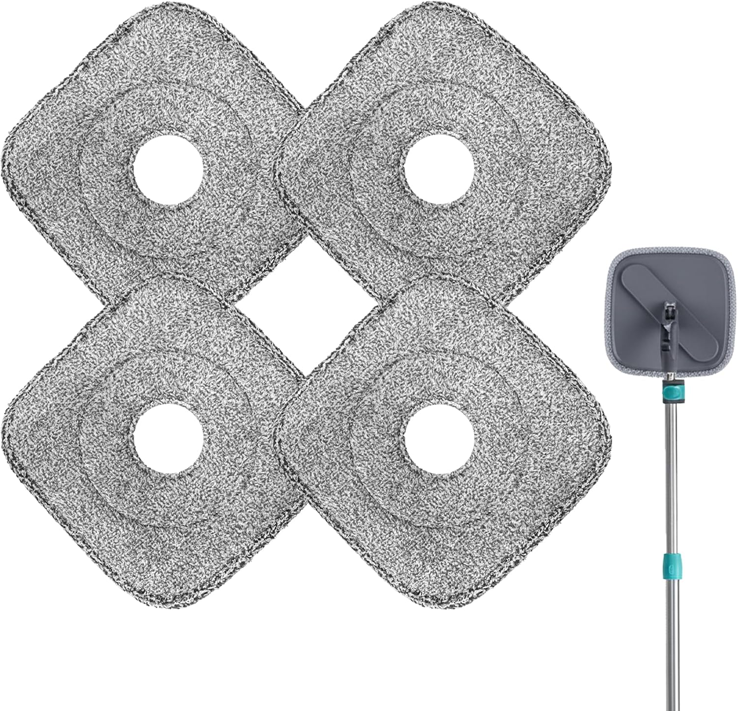 4 Pack Square Reusable Microfiber Mop Pads for True & Tidy Spin Mop