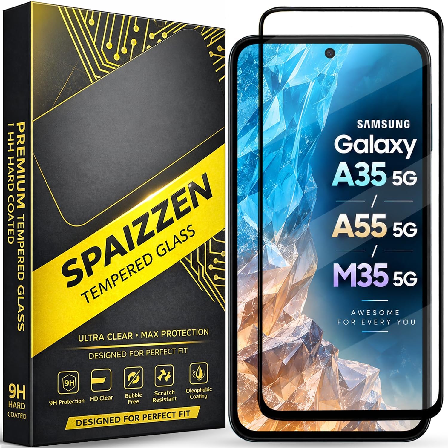 Military-Grade Tempered Glass Screen Protector Compatible for Samsung Galaxy A14 4G / A14 5G with Edge to Edge Coverage and Easy Self Installation kit — Amazon image 24