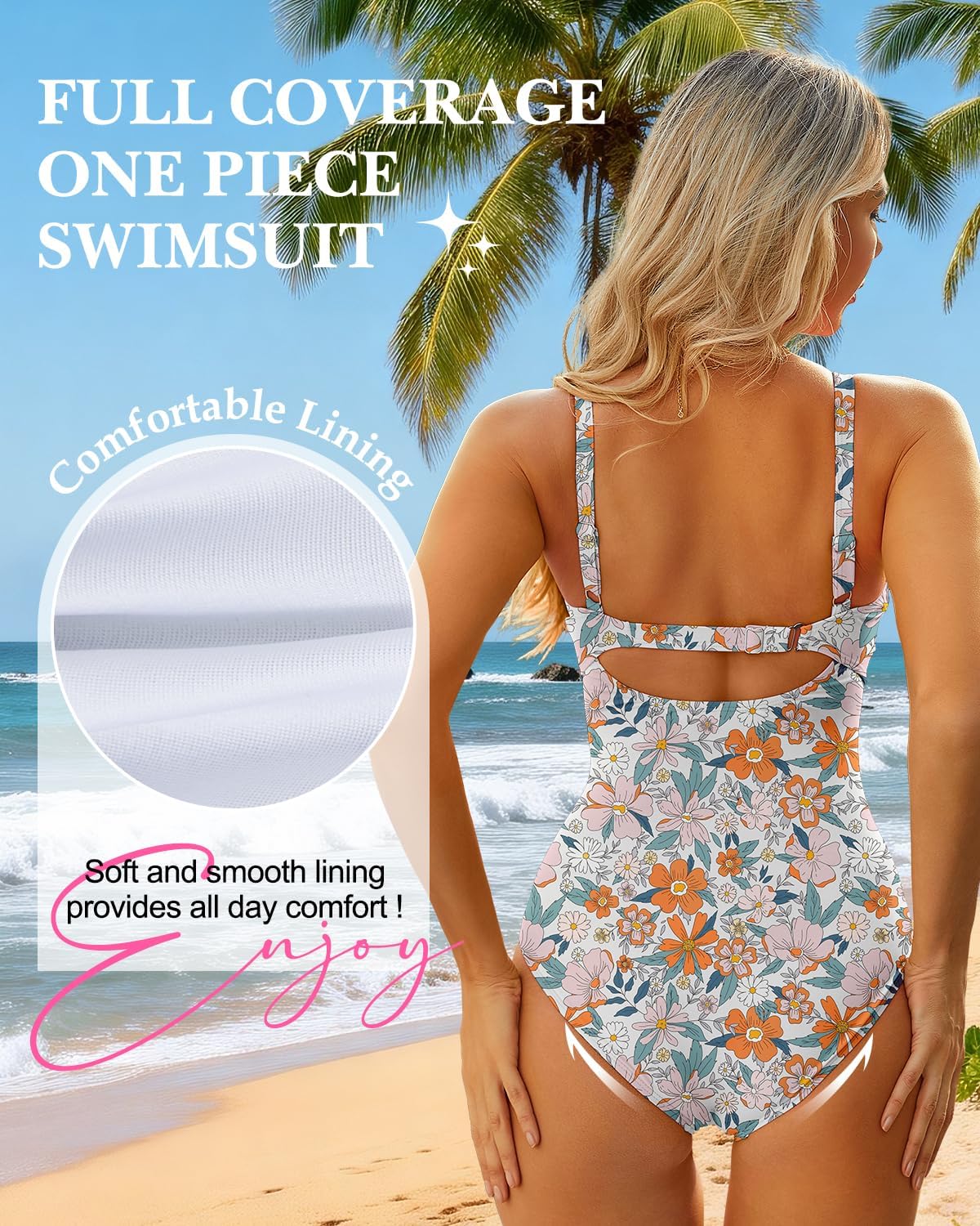 Women Tummy Control One Piece Swimsuit - 2026 Floral Print Bathing Suits Vintage Ruched Swimwear - Image 5
