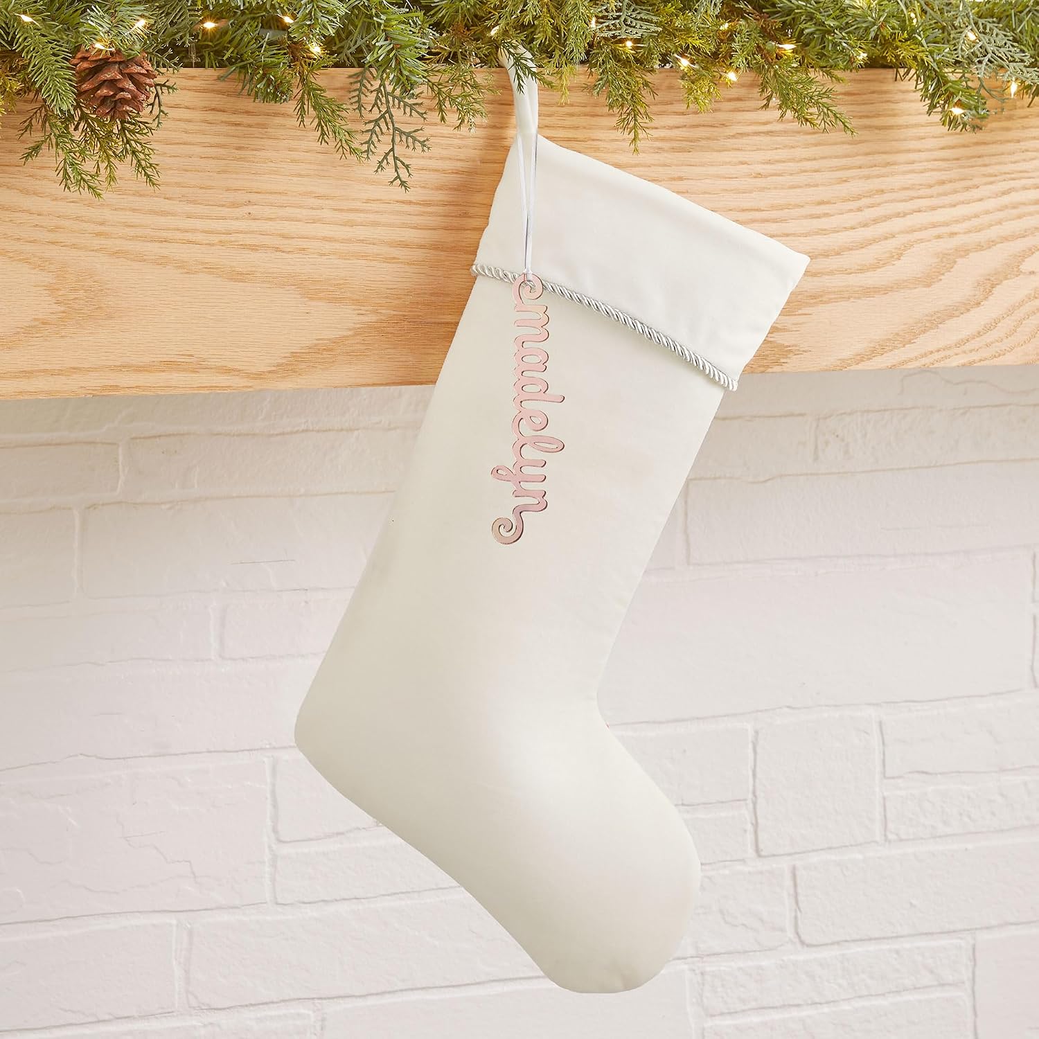 Personalization Universe Personalized Acrylic Name Christmas Stocking Tag - Rose Gold