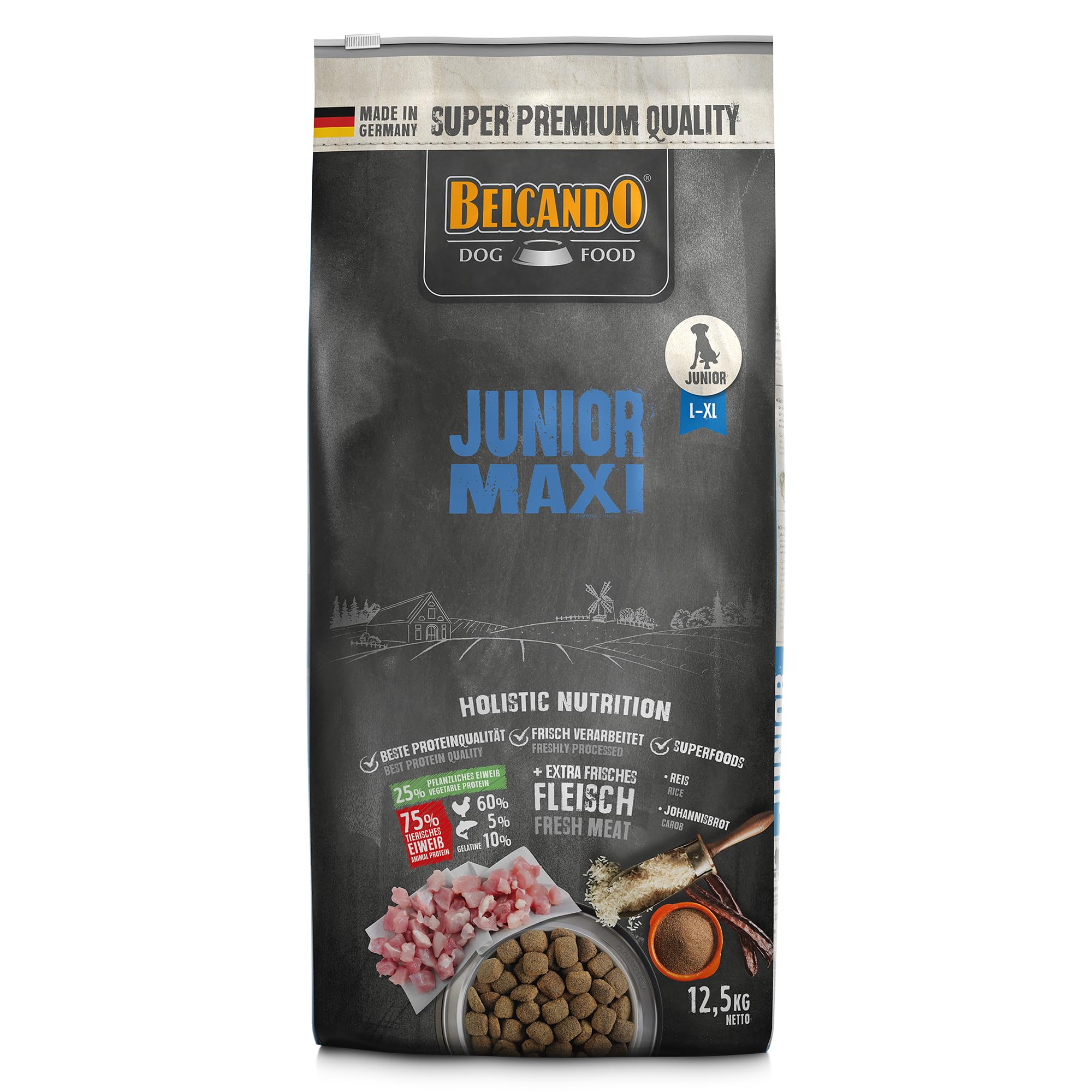 BELCANDO Junior Maxi [12,5 kg] Hundefutter | Trockenfutter für Junghunde großer Rassen | Alleinfuttermittel für Junghunde ab 4 Monaten