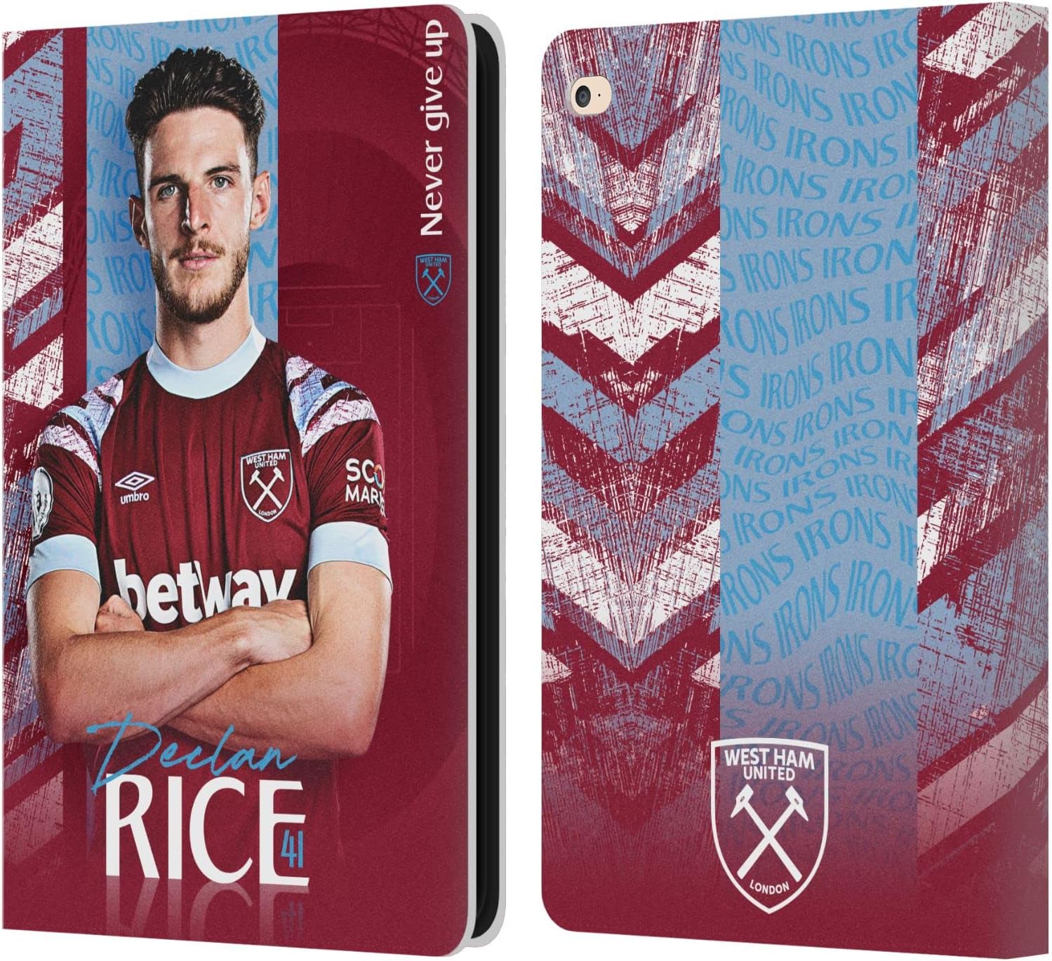 Head Case Designs Officially Licensed West Ham United FC Declan Rice 2022/23 First Team Leather Wallet Case Compatible with Apple iPad Air 2 (2014)