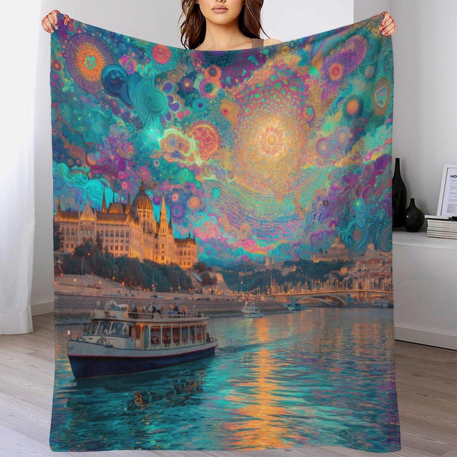 Manta Fiume Danubio,ropa Cama De Felpa Suave 80x90inch(200x230cm),colchas Patchwork