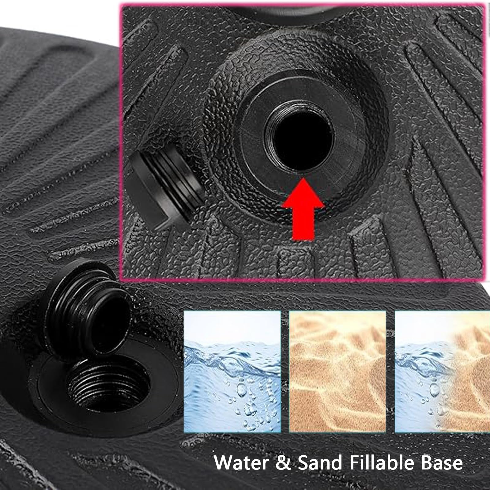 Supporto Base Rotonda, Base For Ombrellone Riempibile, Supporto Esterno | Manopola di regolazione, supporto durevole, for terrazza sul prato e ombrelloni a bordo piscina(Dual knobs)