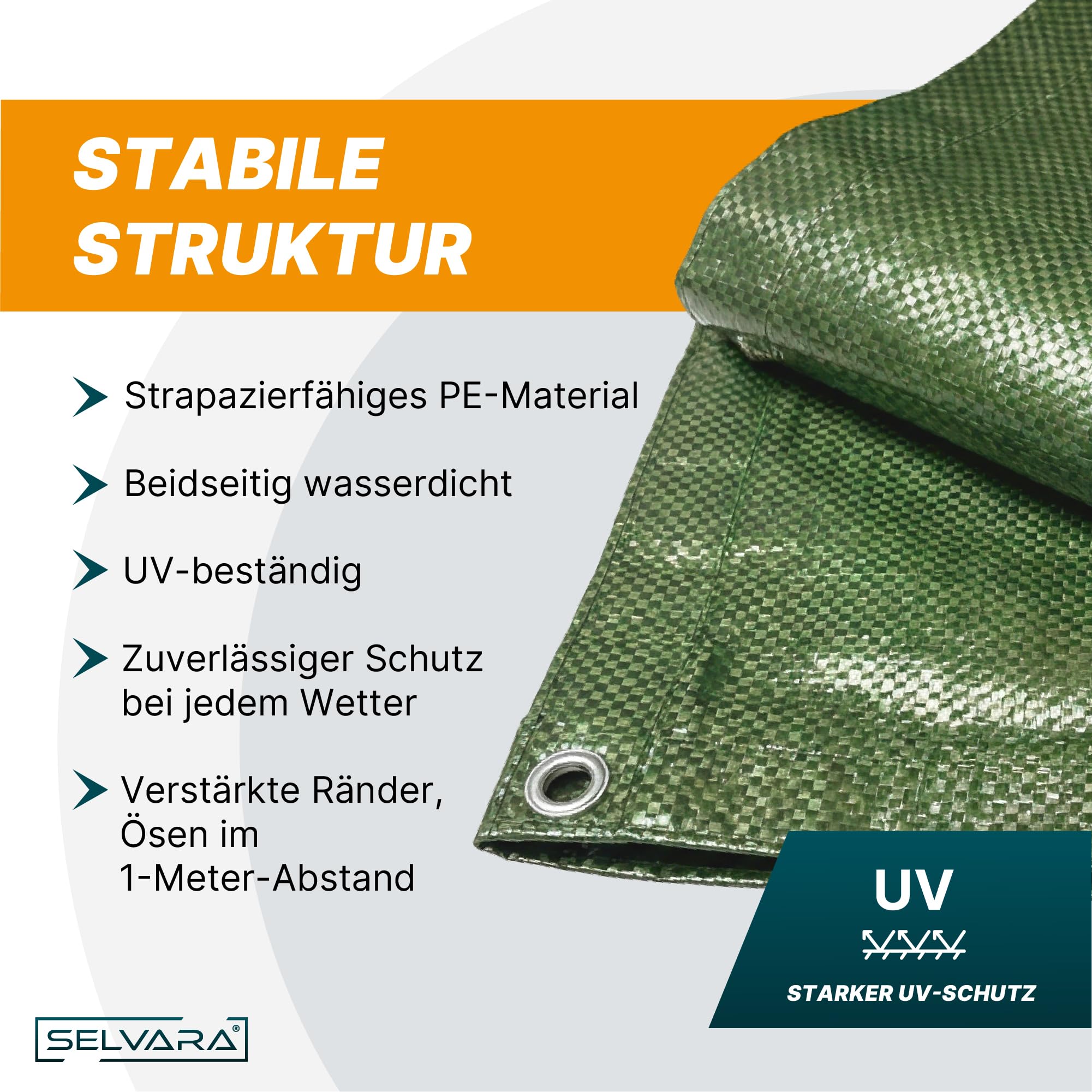 Telo impermeabile esterno 260g/m² Top Line | Telo occhiellato 4m x 8m | Telone multifunzionale bianco | Telo pvc occhiellato I Resistente ai raggi UV e agli strappi