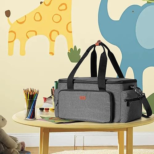 Miniatura 8 de Luxja Bolsa de manualidades de gran capacidad con correa para el hombro, bolsa de manualidades para arte, álbumes de recortes o suministros de