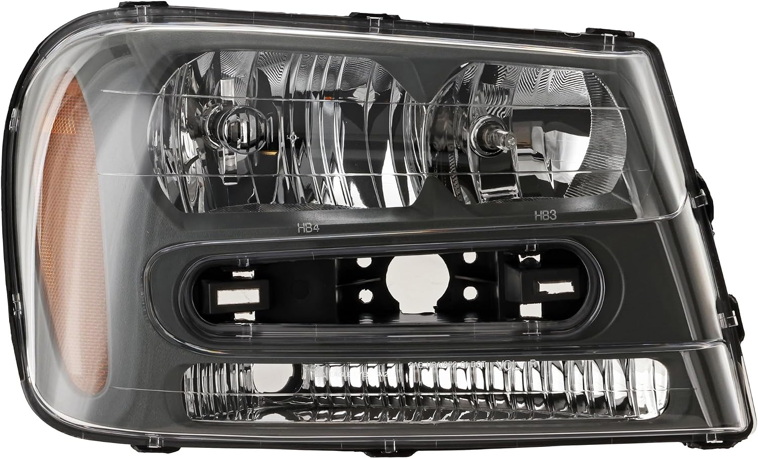 Compatible with 02-09 Trailblazer Front Dual Beam Halogen Headlight with Bulb with Grille Notch Right Passenger Side