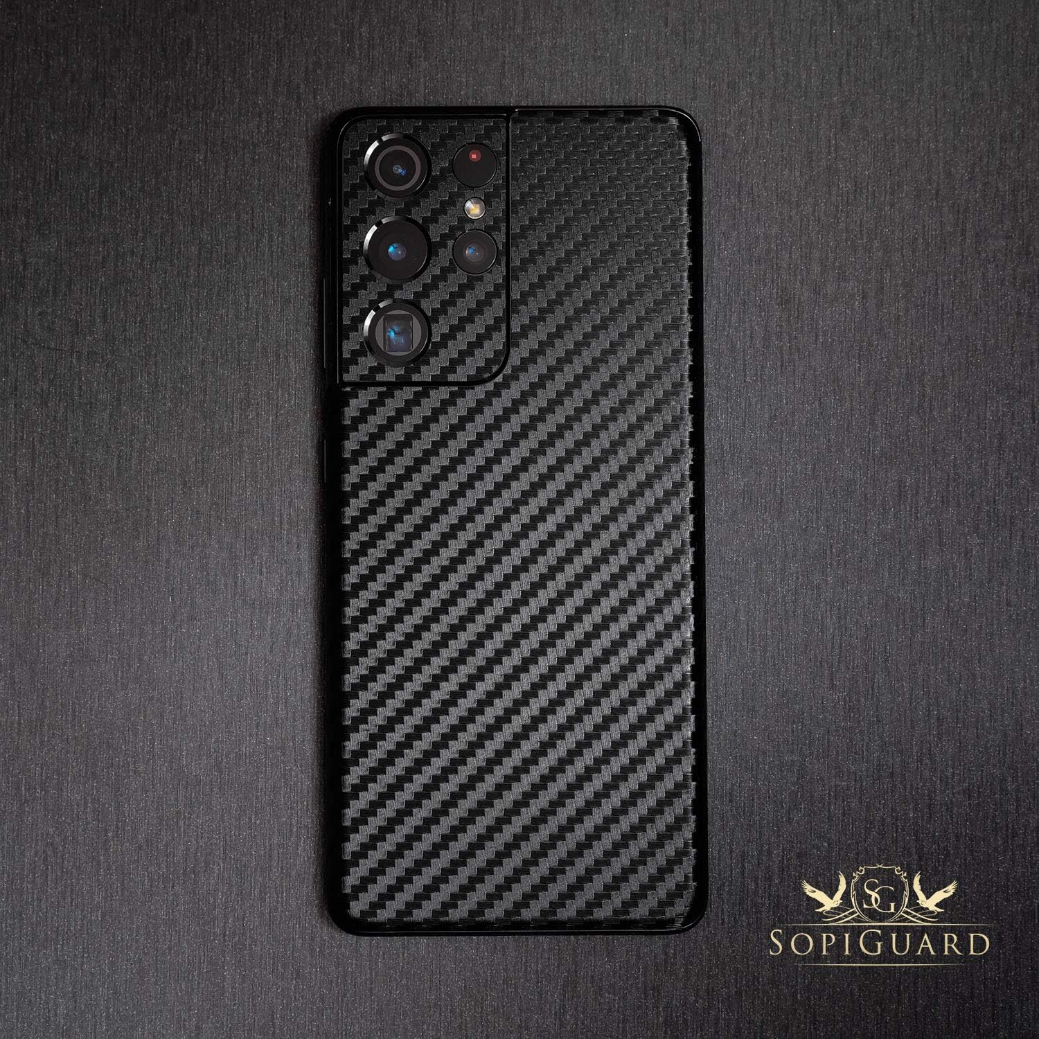 SopiGuard Sticker Skin for Samsung S21 Ultra Precision Edge-to-Edge Back Panel Decal (3M Black Camo)