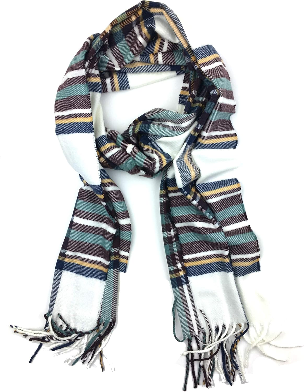 Plum Feathers Plaid Check and Solid Cashmere Feel Winter Scarf, Warm Scarfs, Cold Weather Accessories, Fringe Scarves - Image 2