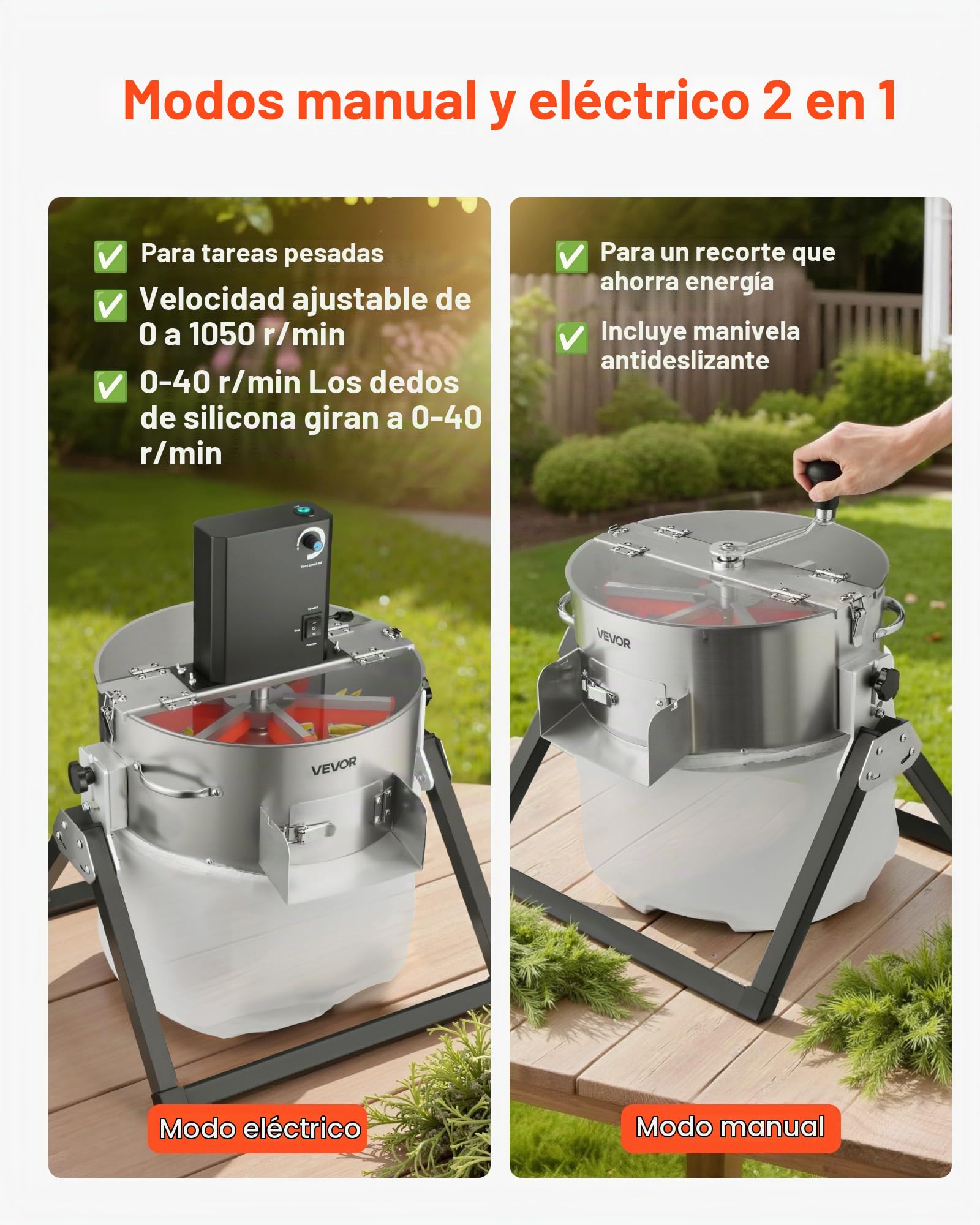 VEVOR Recortadora de Cogollos Eléctrica 370 mm con Cuchilla de Acero Inoxidable Cortador Hidropónico en Seco y Húmedo con Tapa Transparente y Bolsa de Recolección para Brotes, Hierbas Aromáticas