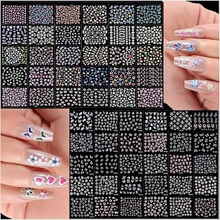60 Sheets Colorful Nail Art Stickers Decals Ombre Flower Butterfly Hearts 3D Decorative Summer Nail Stickers Self Adhesive Must Have Nail Tech for DIY Design