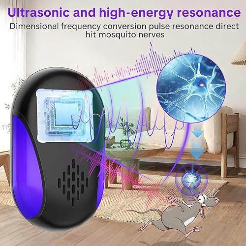 Miniatura 3 de Repelente ultrasónico mejorado 2025, paquete de 6 ultrasónicos y repelentes para interiores para cucarachas, roedores, ratones, insectos, hormigas