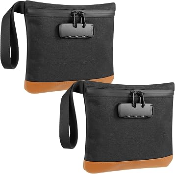2 Pack Smell Proof Bags with Combination Lock, Large Capacity Proof Stash Bag, Travel Scent Proofs Bag Storage, Portable Money Bags with Lock for Home Traveling Daily Use