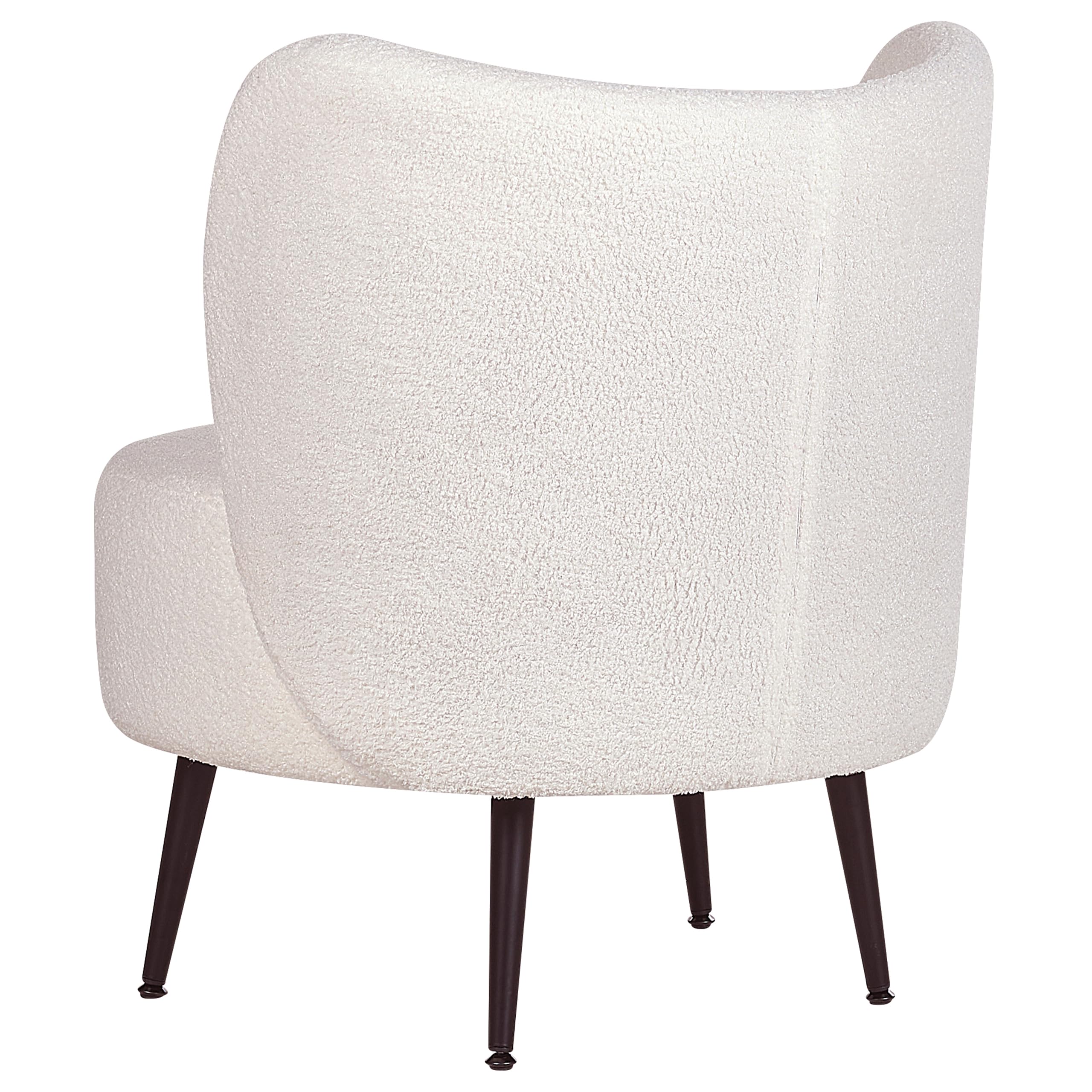 Beliani Wohnzimmer Sessel Gebogene Rückenlehne Glam Design Bouclé Polsterung Schwarze Beine Cremeweiß Otsby
