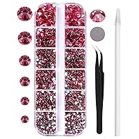 Vista 13 de 3820 diamantes de imitación para arte de uñas, cristales de cristal de 6 tamaños (ss6-ss30), gemas para uñas con parte trasera plana